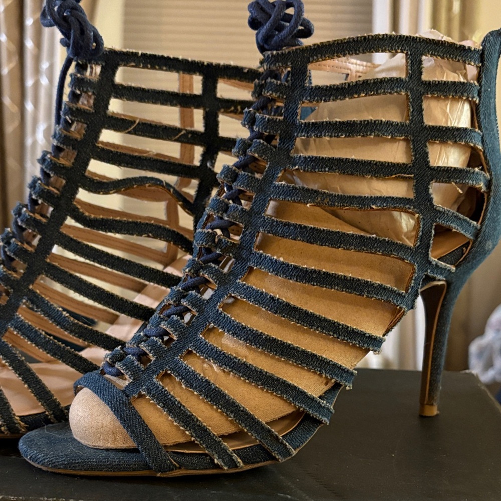 Stylish Denim Strappy Heels